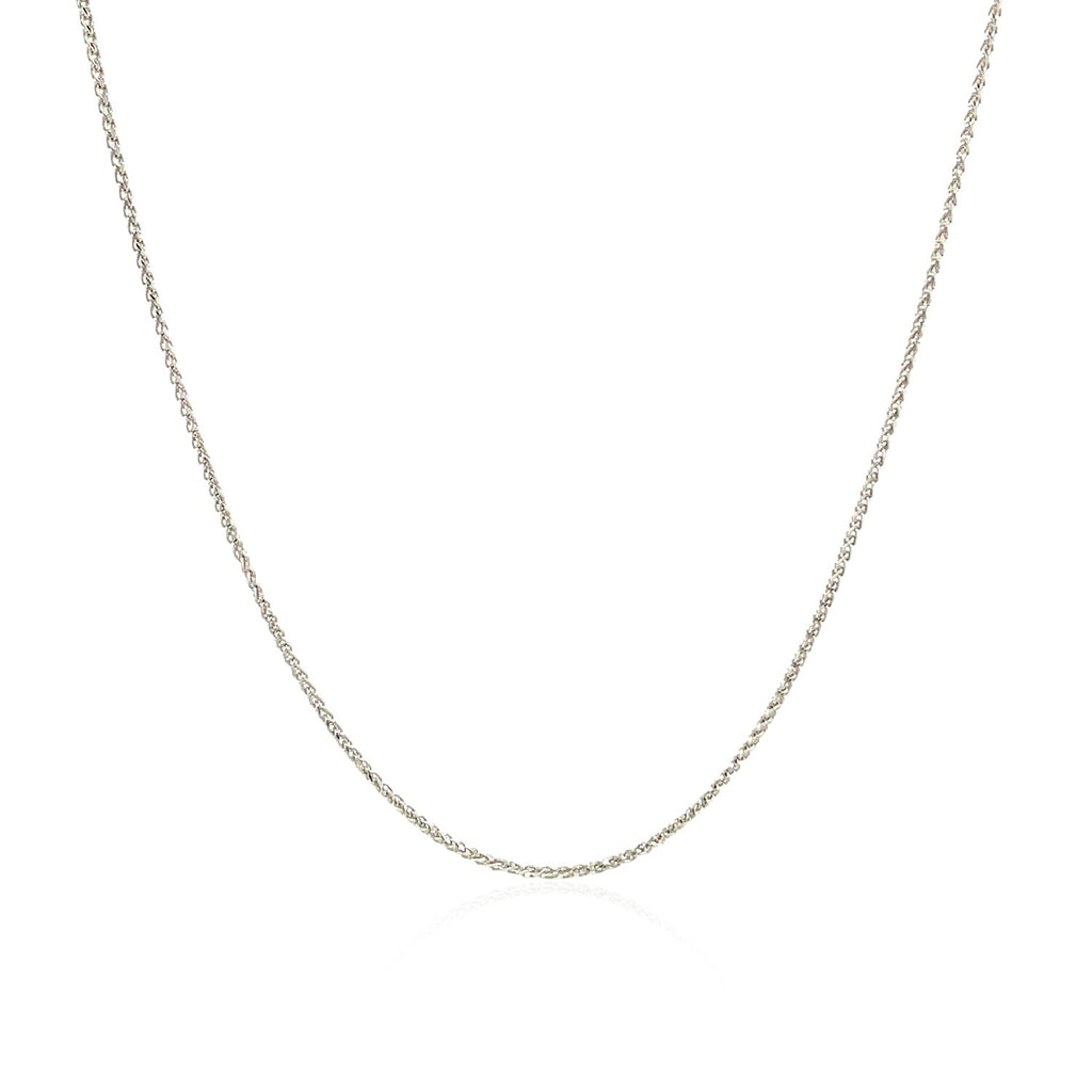 14K White Gold Diamond Cut Round Wheat Chain – 0.60mm, Solid Gold