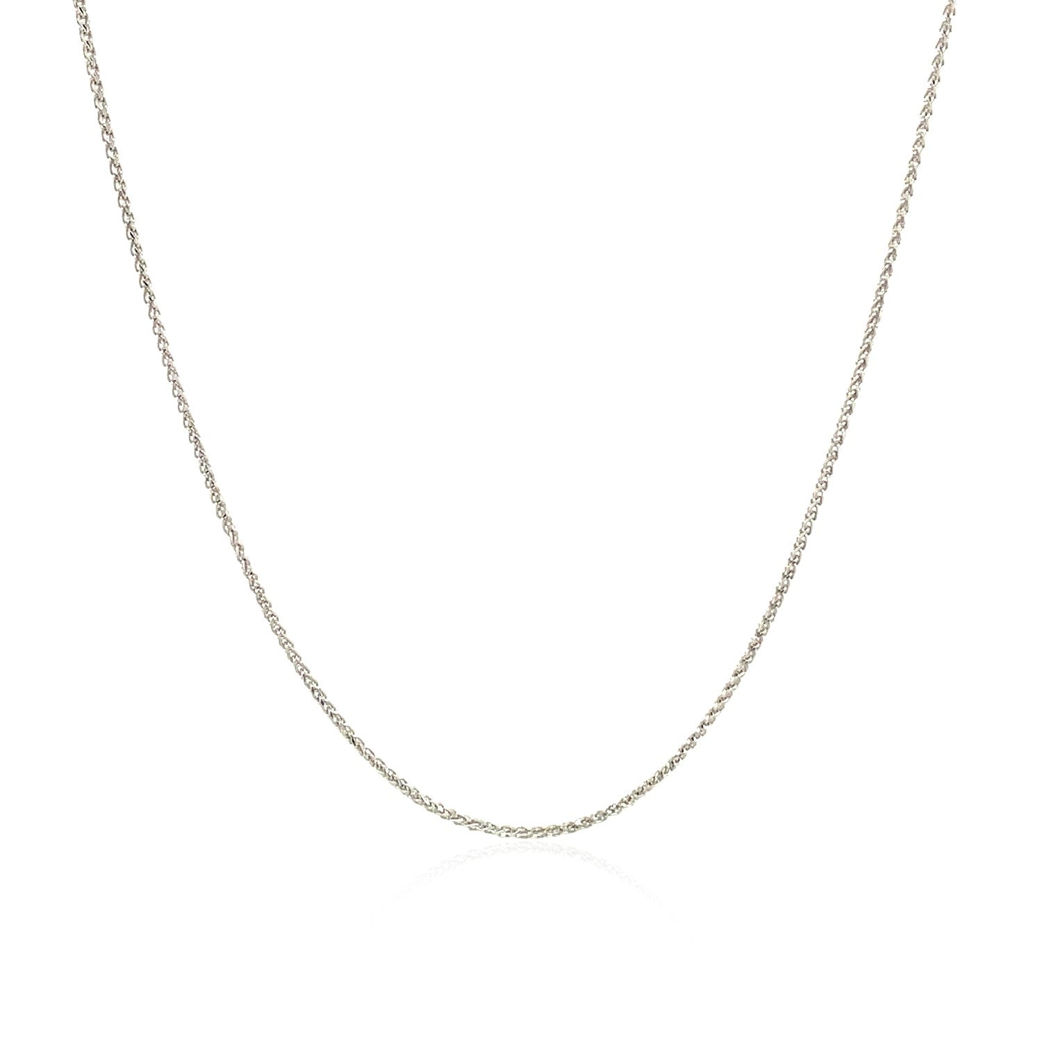 14K White Gold Diamond Cut Round Wheat Chain – 0.60mm, Solid Gold