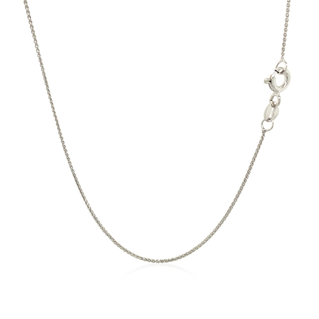 14K White Gold Diamond Cut Round Wheat Chain – 0.60mm, Solid Gold