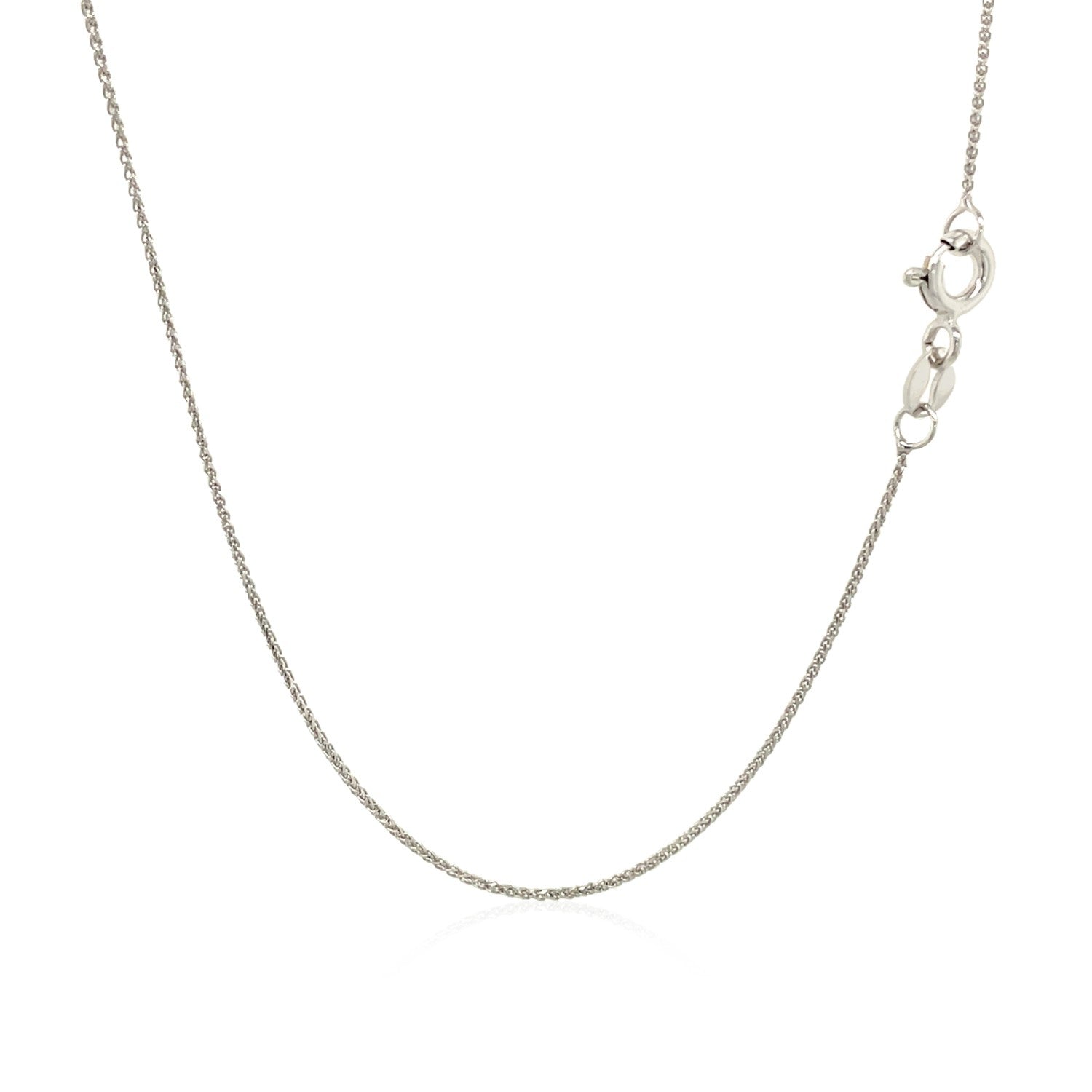 14K White Gold Diamond Cut Round Wheat Chain – 0.60mm, Solid Gold