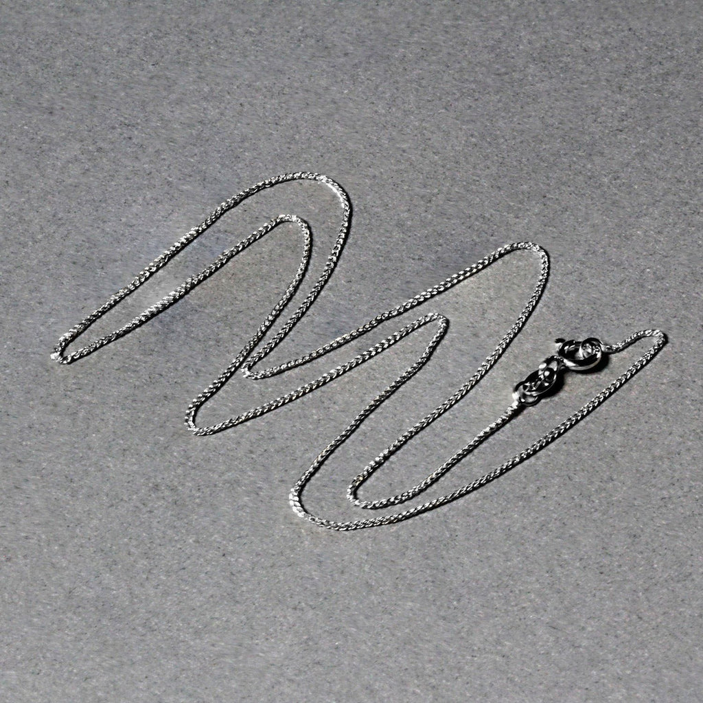 14K White Gold Diamond Cut Round Wheat Chain – 0.60mm, Solid Gold