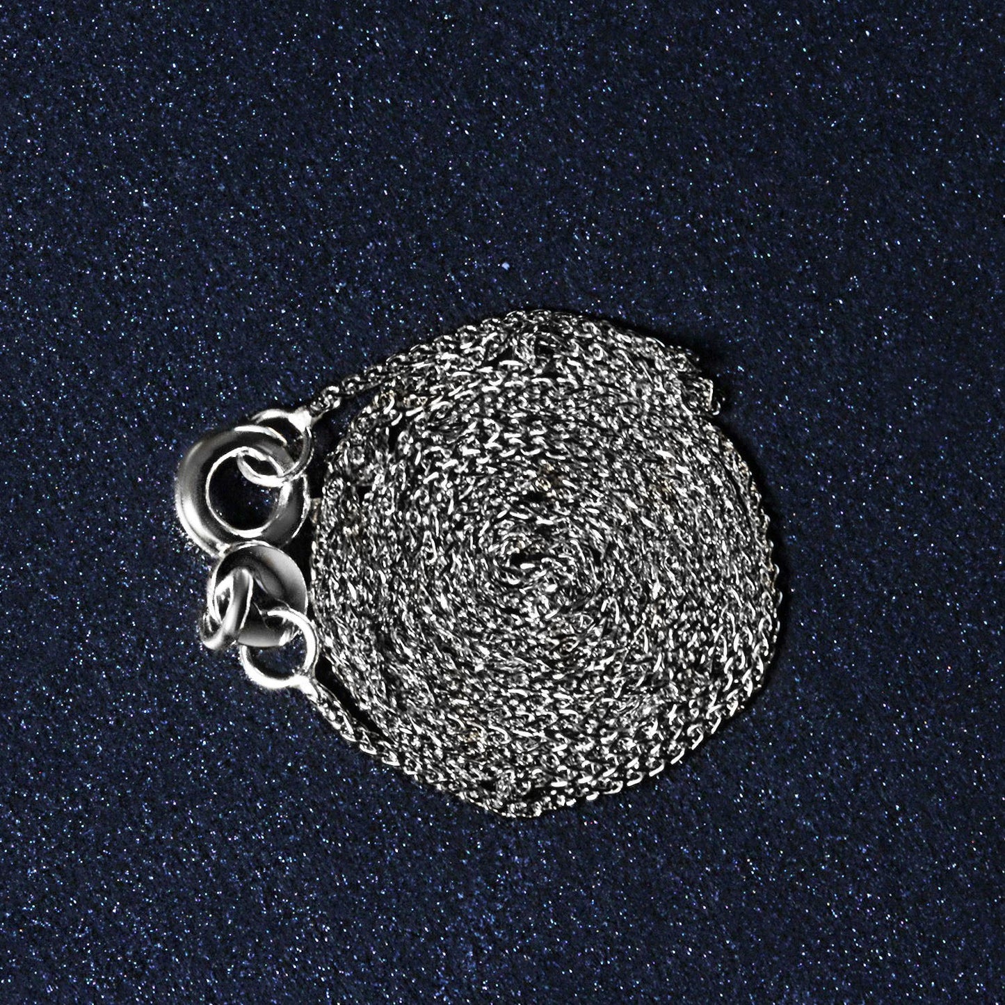 14K White Gold Diamond Cut Round Wheat Chain Necklace (0.60 mm)