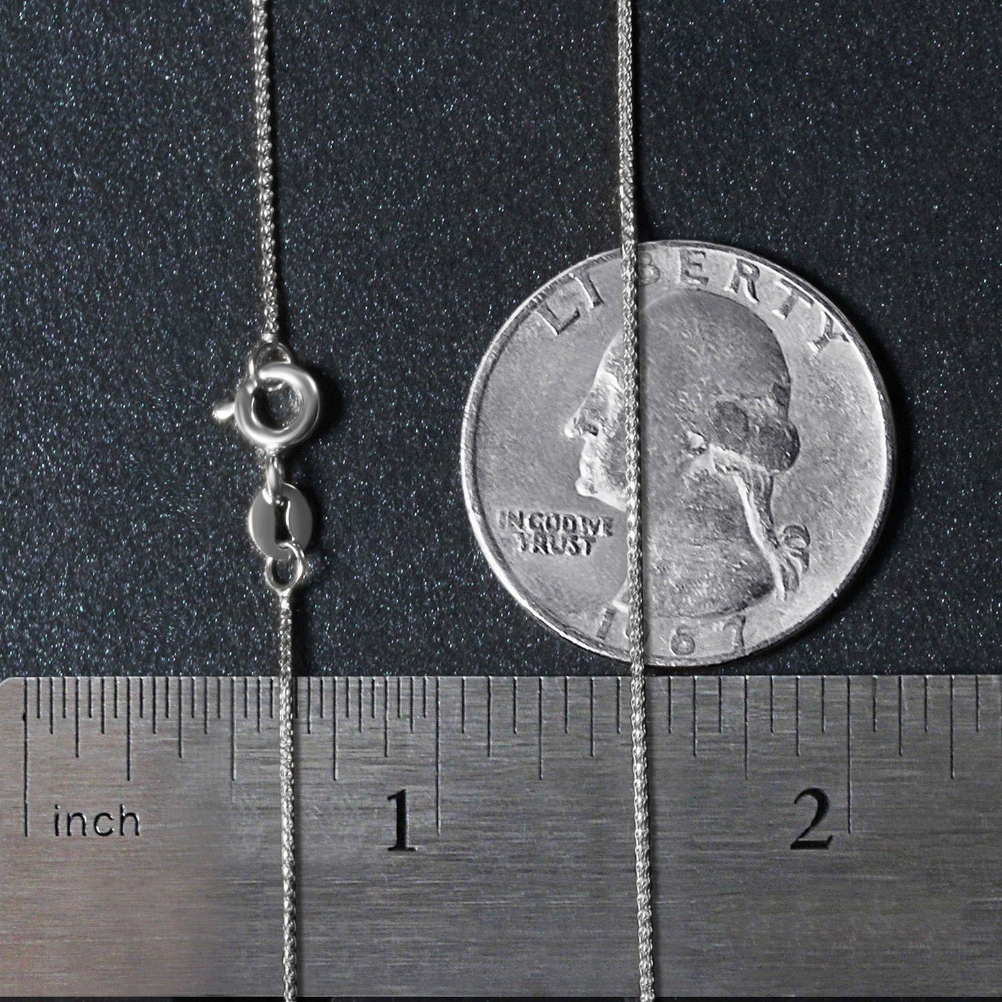 14K White Gold Diamond Cut Round Wheat Chain Necklace (0.60 mm)