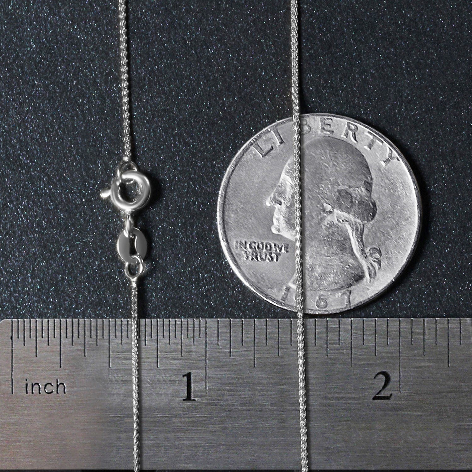 14K White Gold Diamond Cut Round Wheat Chain – 0.60mm, Solid Gold
