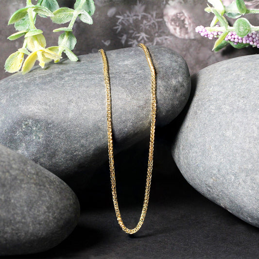 14K Yellow Gold Square Wheat Chain Necklace (1.80 mm)