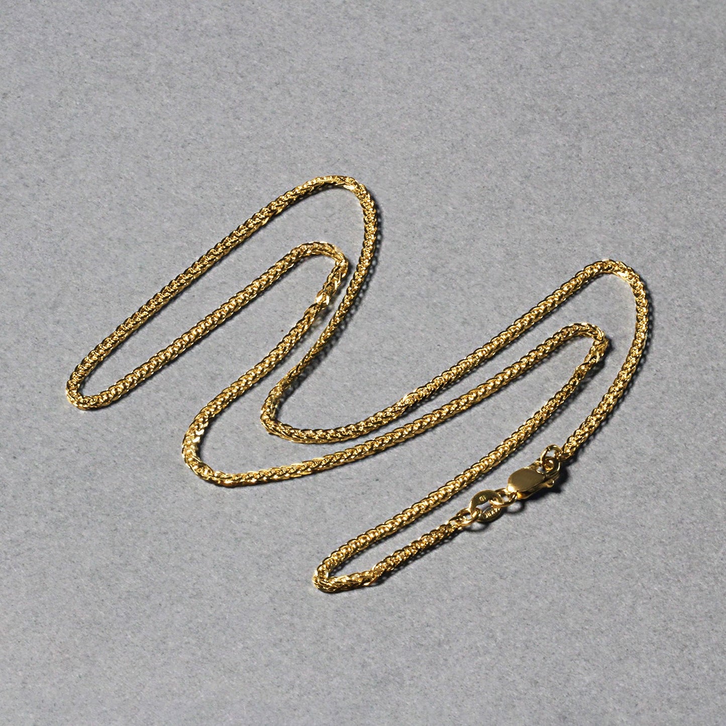 14K Yellow Gold Square Wheat Chain Necklace (1.80 mm)
