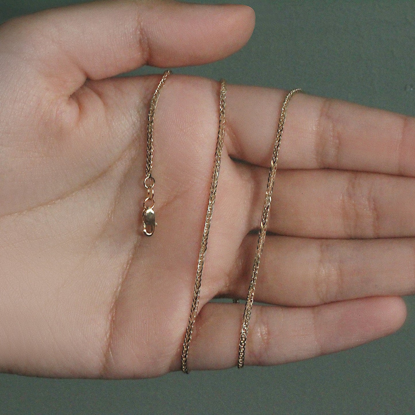 14K Yellow Gold Square Wheat Chain Necklace (1.80 mm)