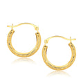 10k Yellow Gold Fancy Hoop Earrings, 16 mm