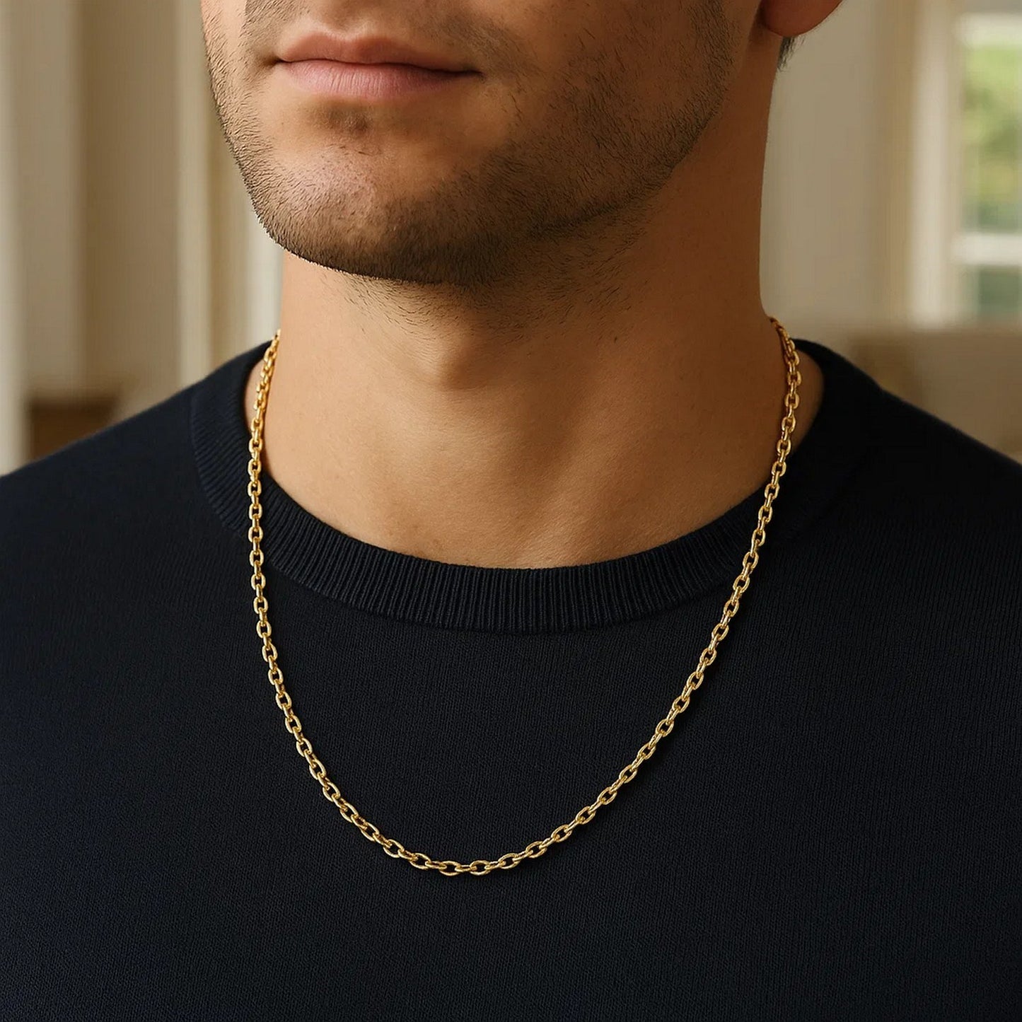 14k Yellow Gold Diamond Cut Cable Link Chain (3.0 mm)