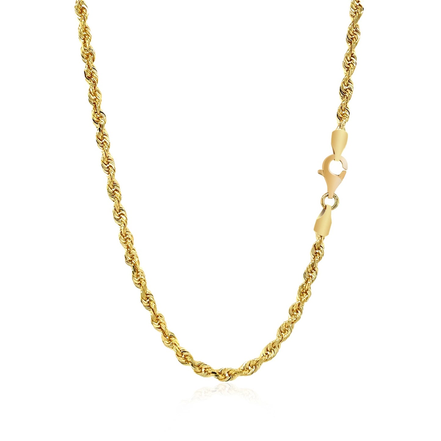14K Yellow Gold Solid Diamond Cut Rope Chain Necklace (3.00mm)