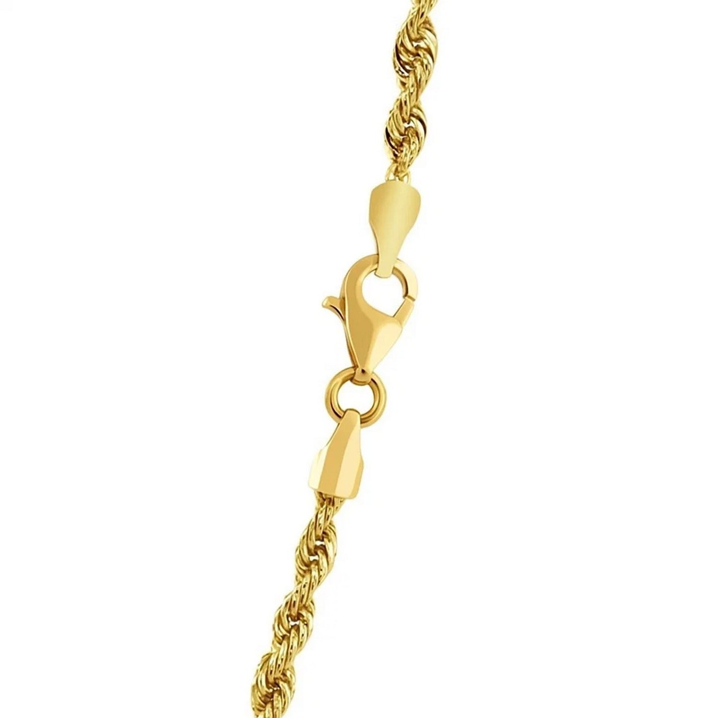 14K Yellow Gold Solid Diamond Cut Rope Chain Necklace (3.00mm)