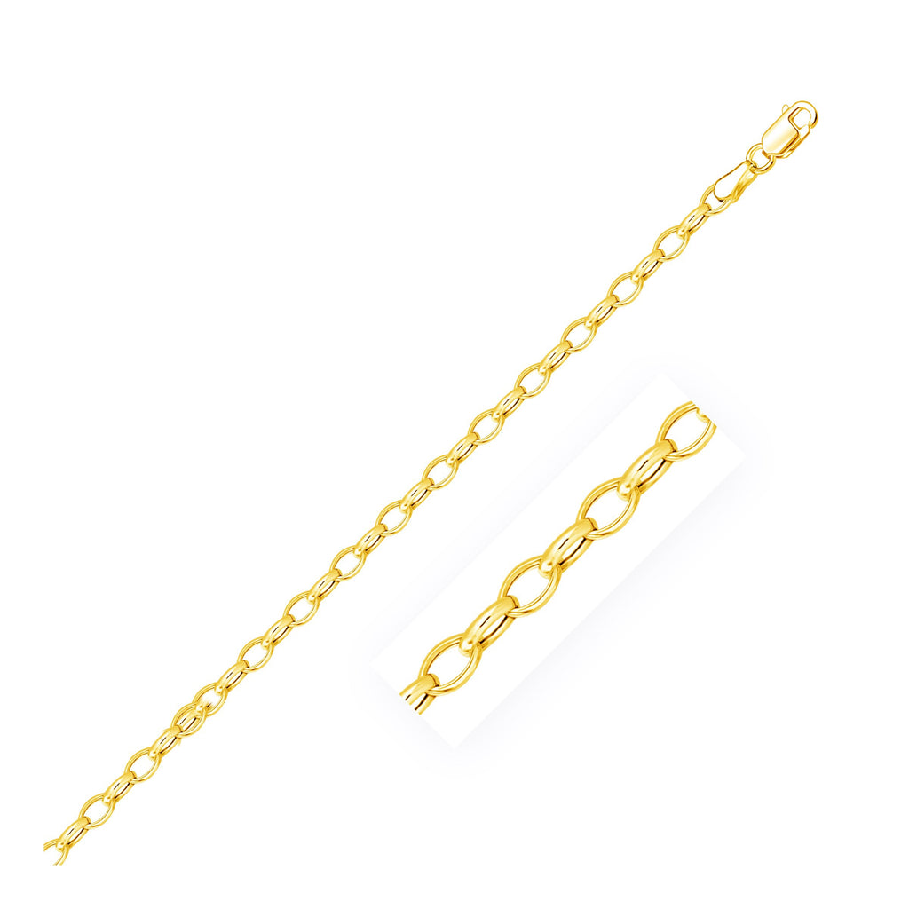 14K Yellow Gold Oval Rolo Bracelet (3.20mm)