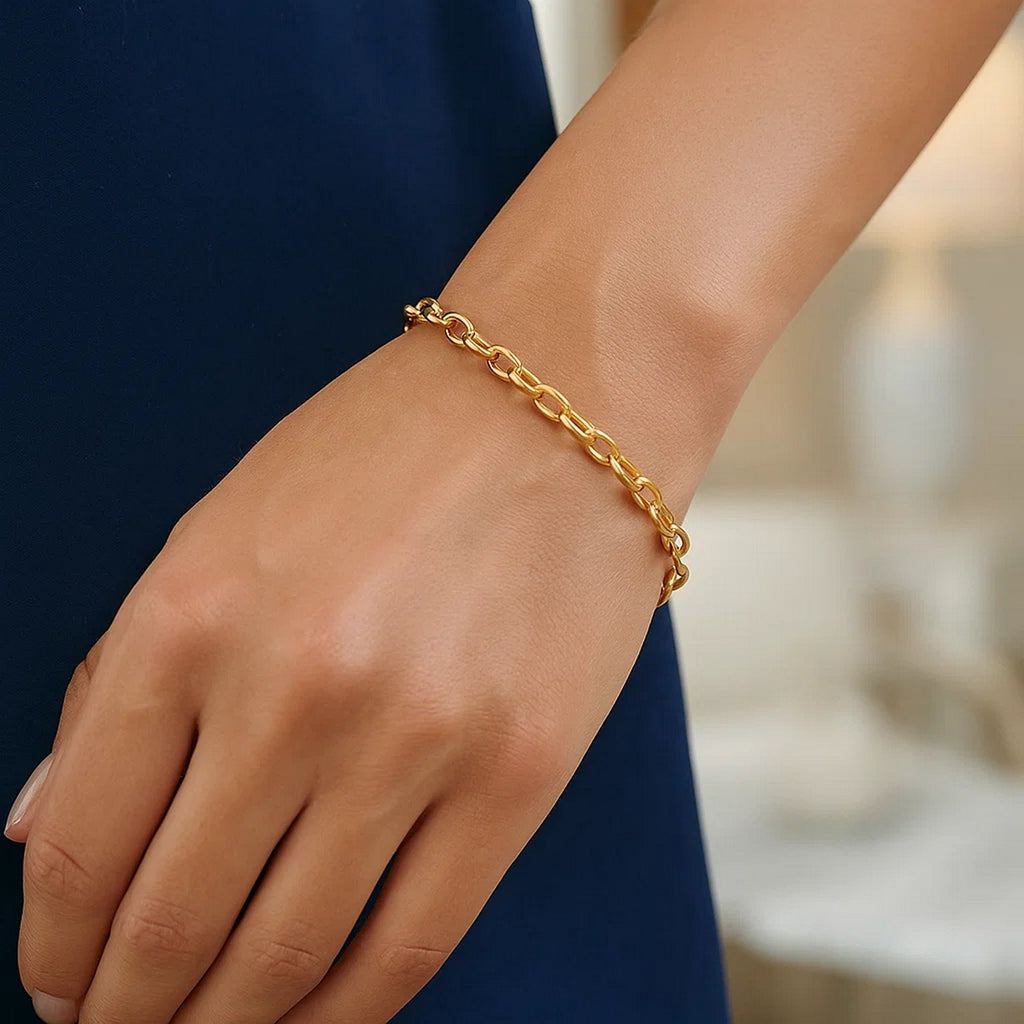14K Yellow Gold Oval Rolo Bracelet (3.20mm)