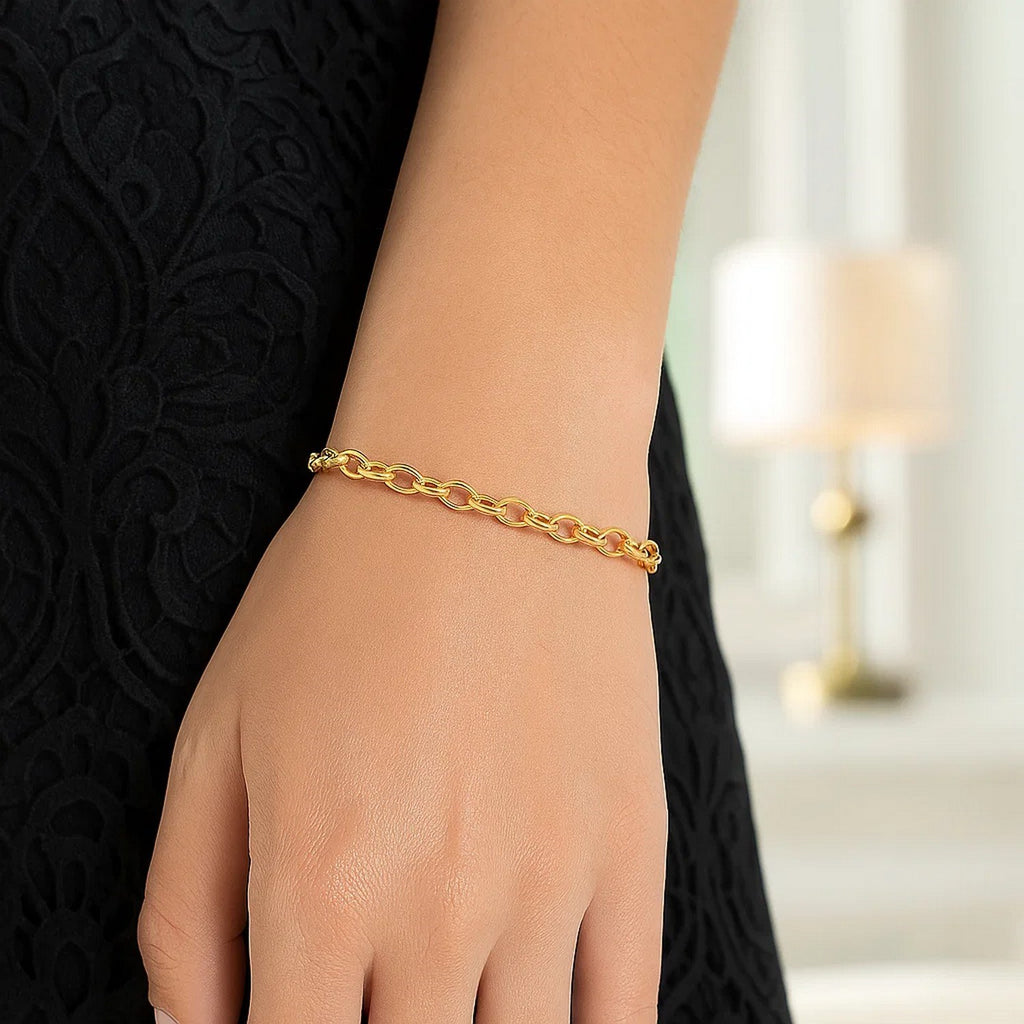 14K Yellow Gold Oval Rolo Bracelet (3.20mm)