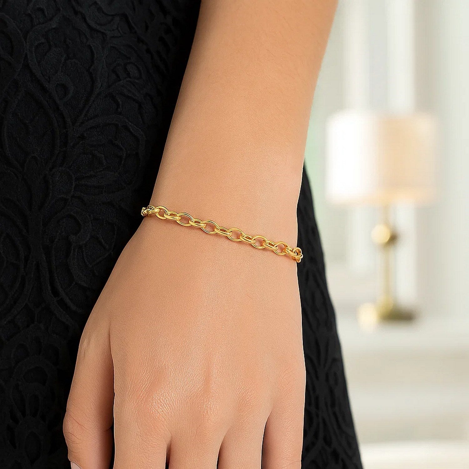 14K Yellow Gold Oval Rolo Bracelet (3.20mm)