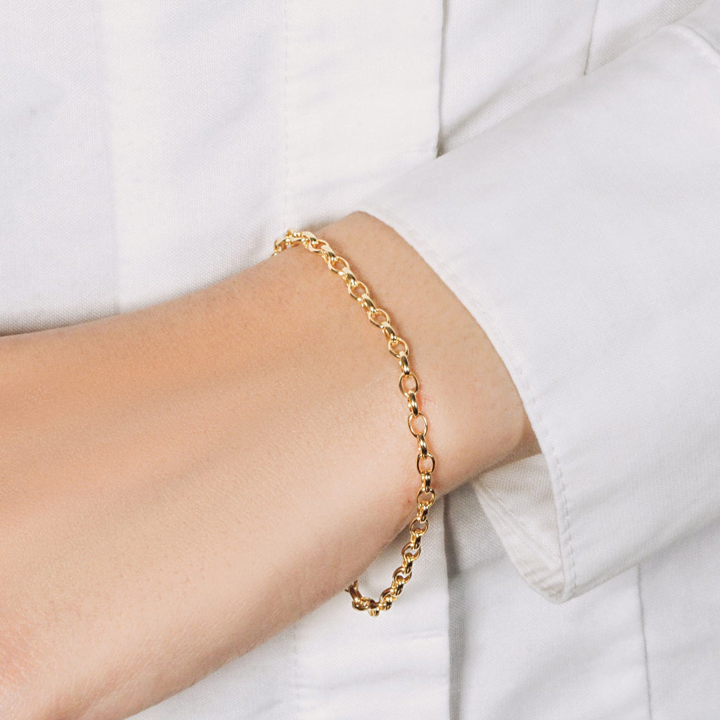 14K Yellow Gold Oval Rolo Bracelet (3.20mm)