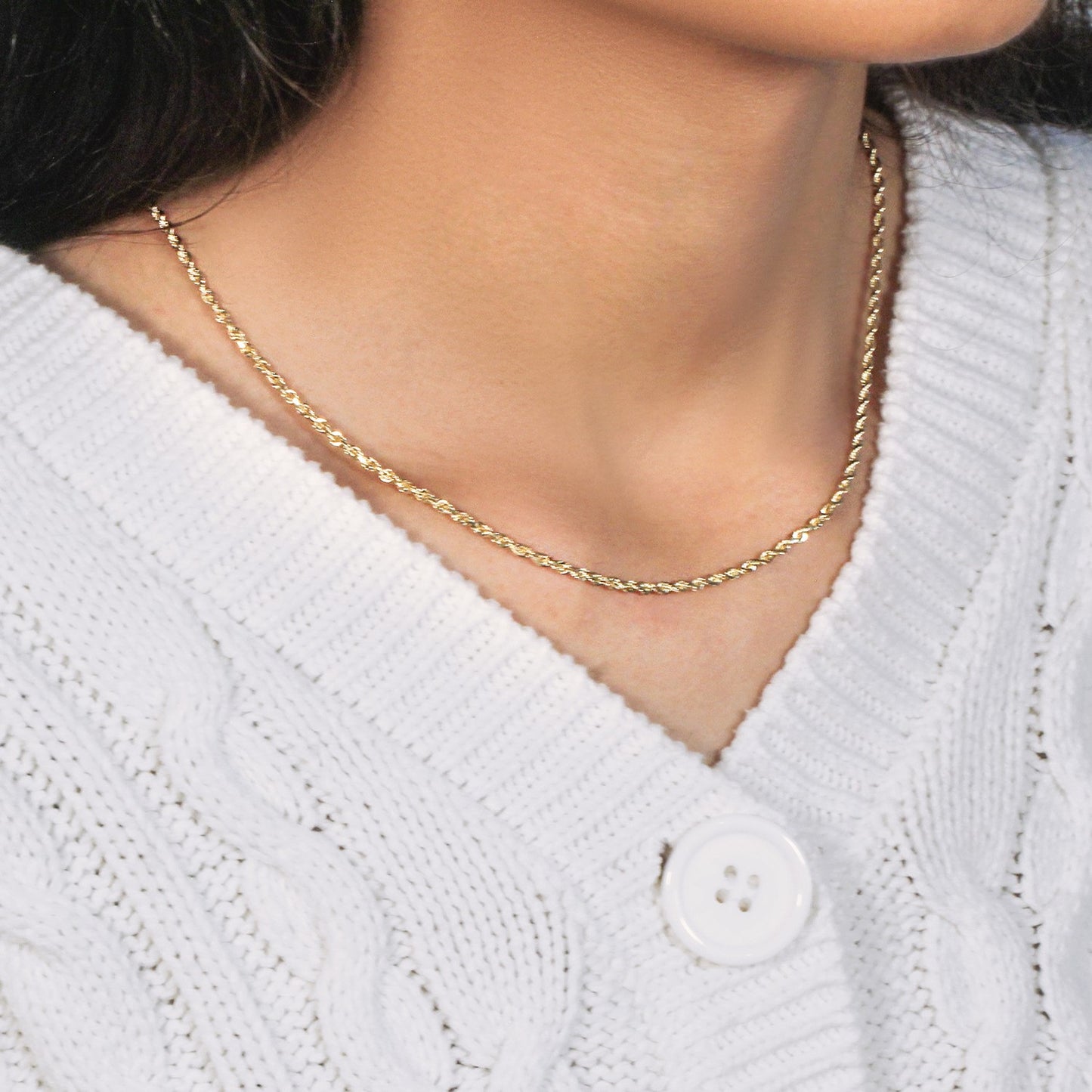 10K Yellow Gold Solid Diamond Cut Rope Chain Necklace (2.50mm)