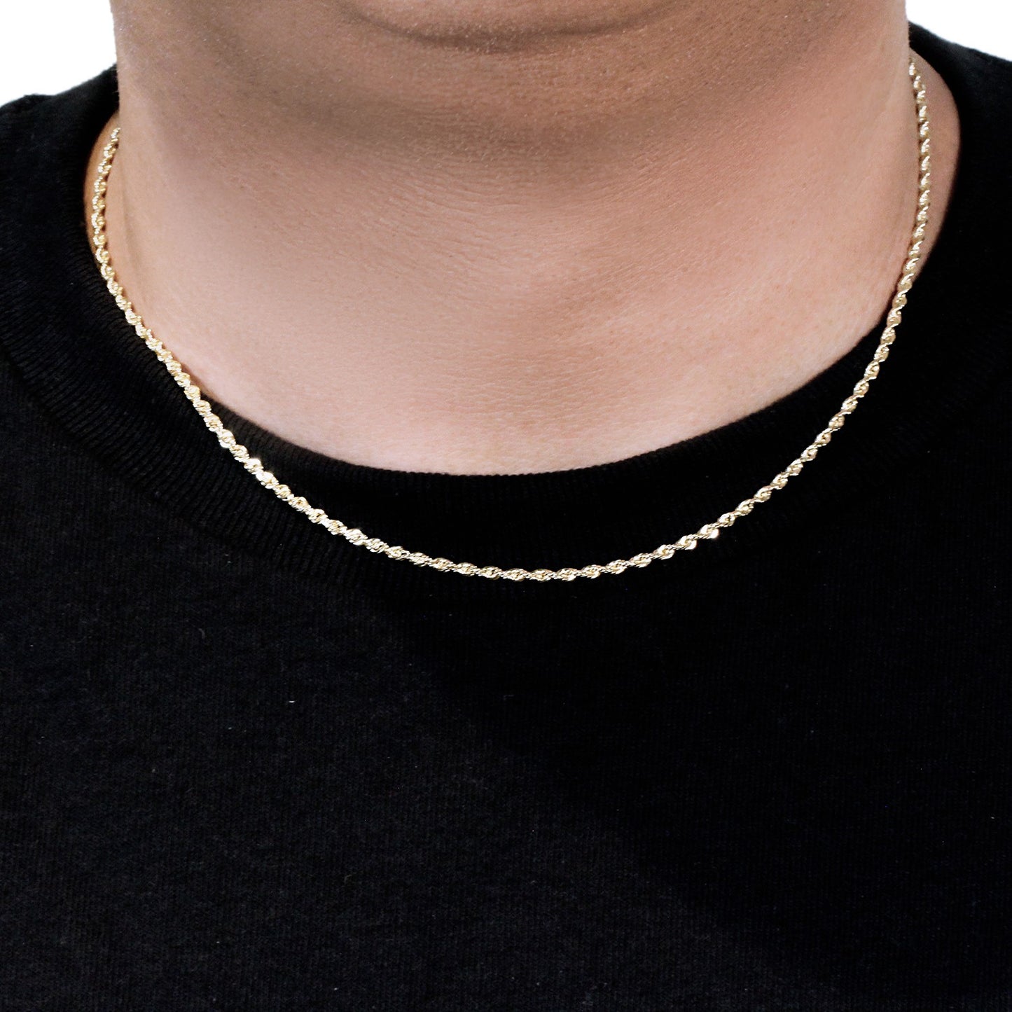 10K Yellow Gold Solid Diamond Cut Rope Chain Necklace (2.50mm)