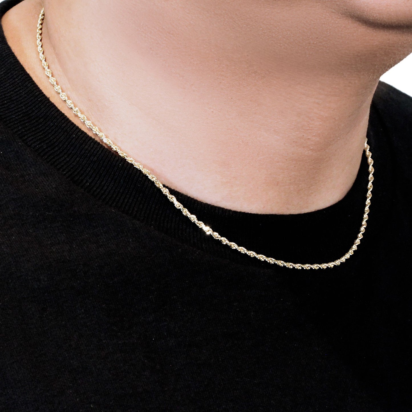 10K Yellow Gold Solid Diamond Cut Rope Chain Necklace (2.50mm)