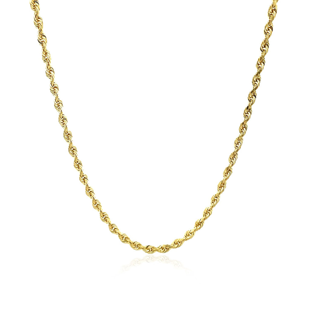 10K Yellow Gold Solid Diamond Cut Rope Chain Necklace (2.50mm)