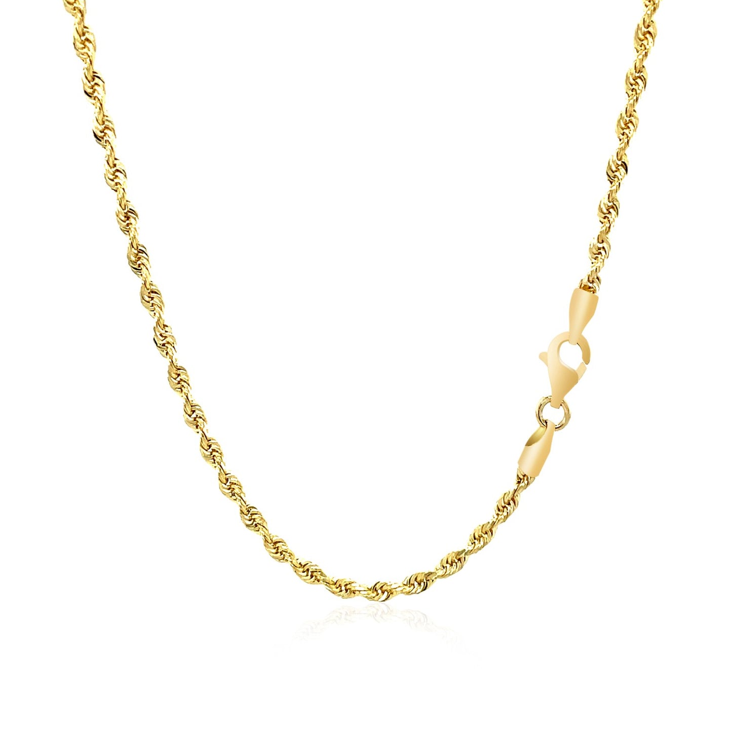 10K Yellow Gold Solid Diamond Cut Rope Chain Necklace (2.50mm)
