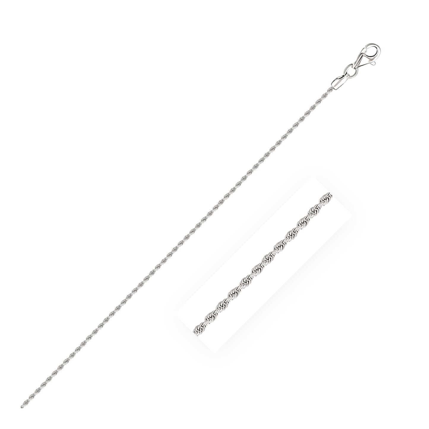 14K White Gold Solid Diamond Cut Rope Chain Necklace (1.60mm)