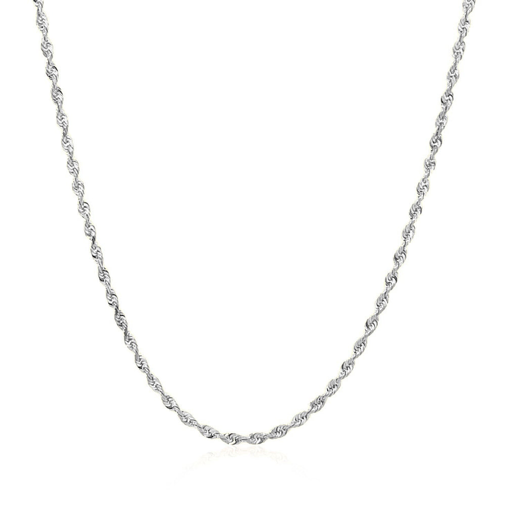 14K White Gold Solid Diamond Cut Rope Chain Necklace (1.60mm)