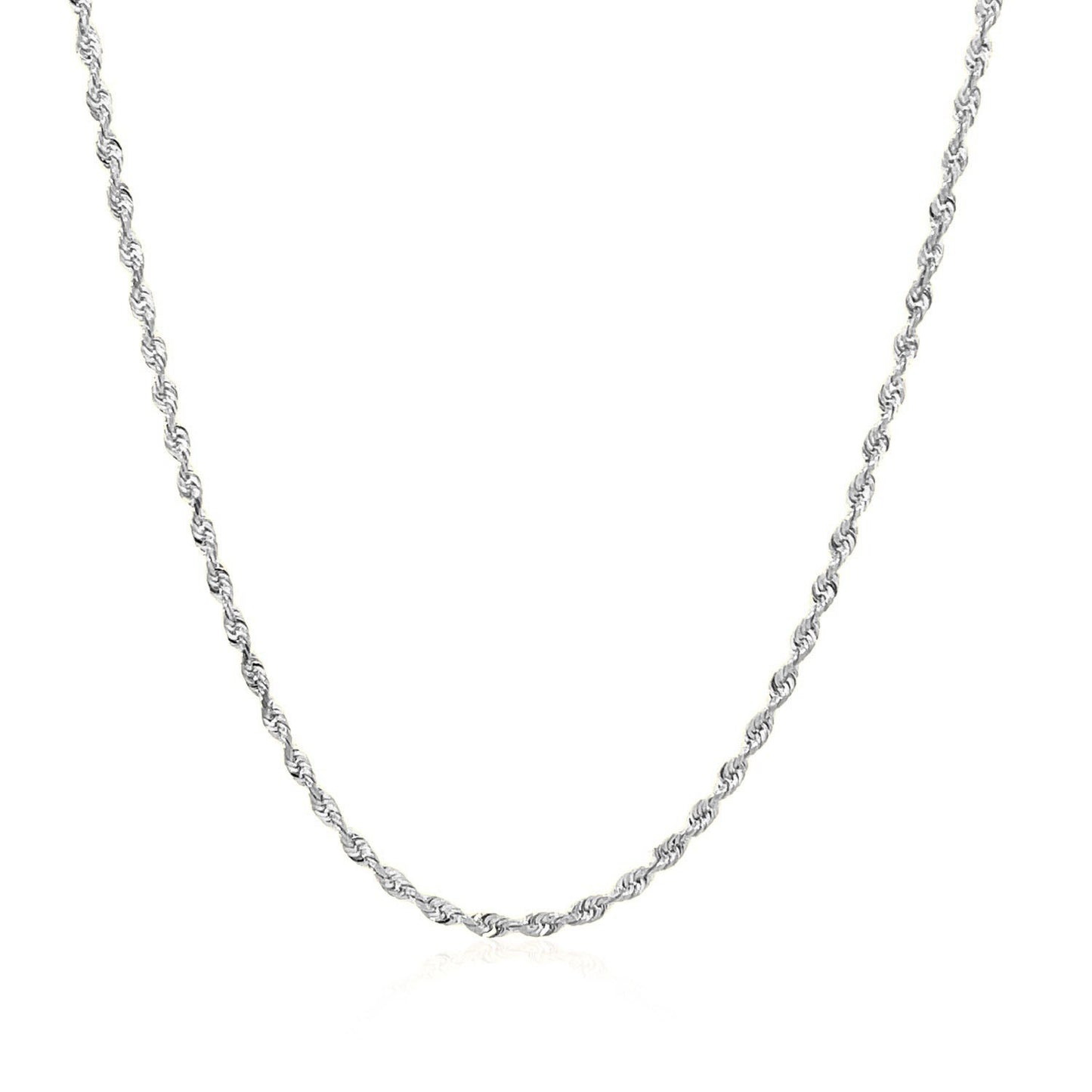 14K White Gold Solid Diamond Cut Rope Chain Necklace (1.60mm)