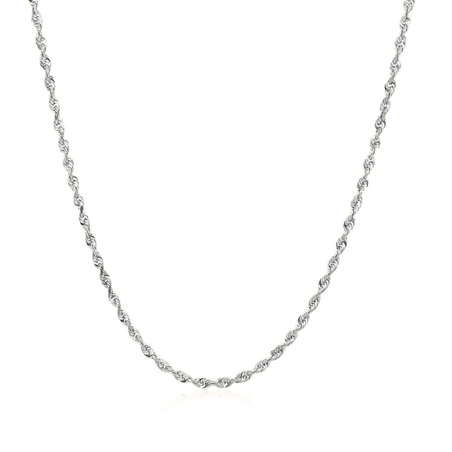 14K White Gold Solid Diamond Cut Rope Chain Necklace (1.60mm)