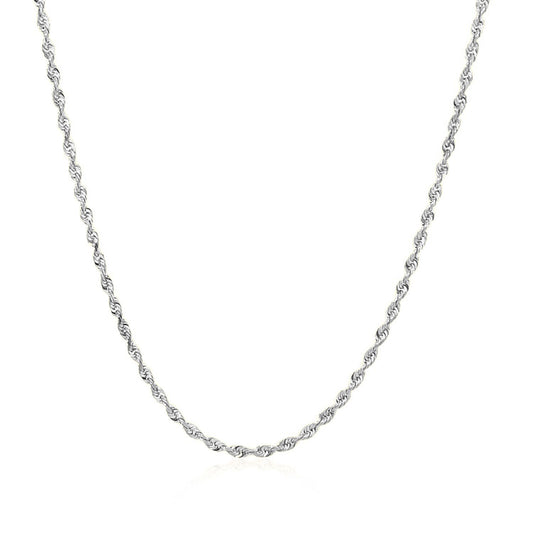 14K White Gold Solid Diamond Cut Rope Chain Necklace (1.60mm)