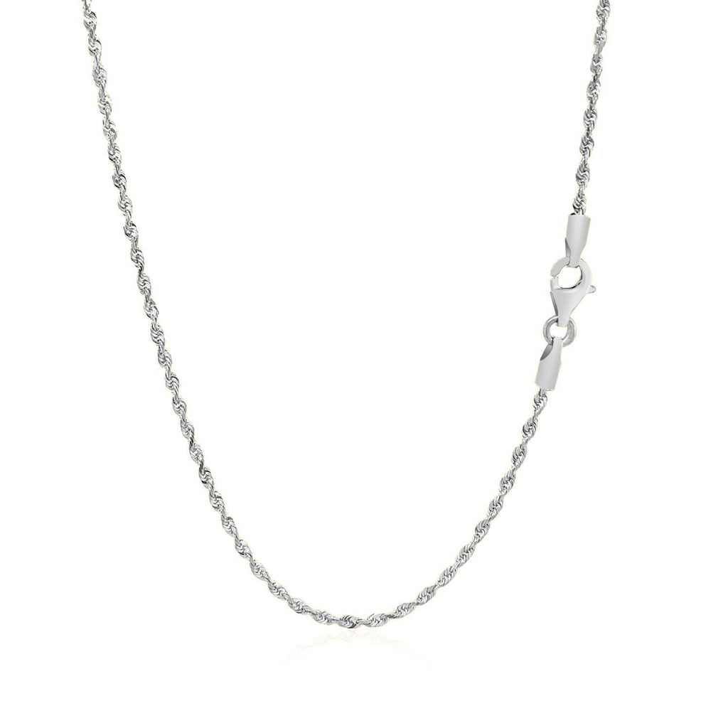14K White Gold Solid Diamond Cut Rope Chain Necklace (1.60mm)