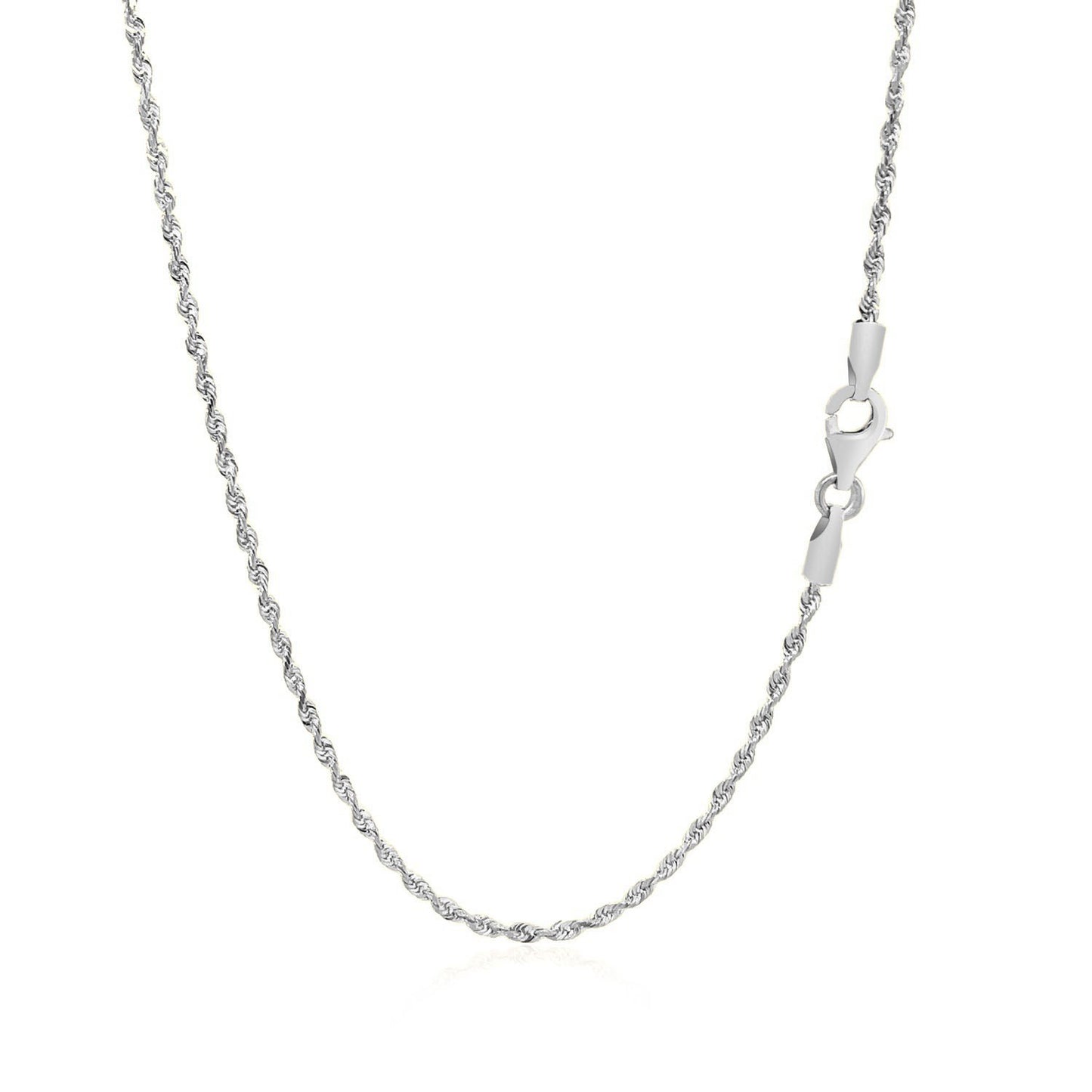 14K White Gold Solid Diamond Cut Rope Chain Necklace (1.60mm)