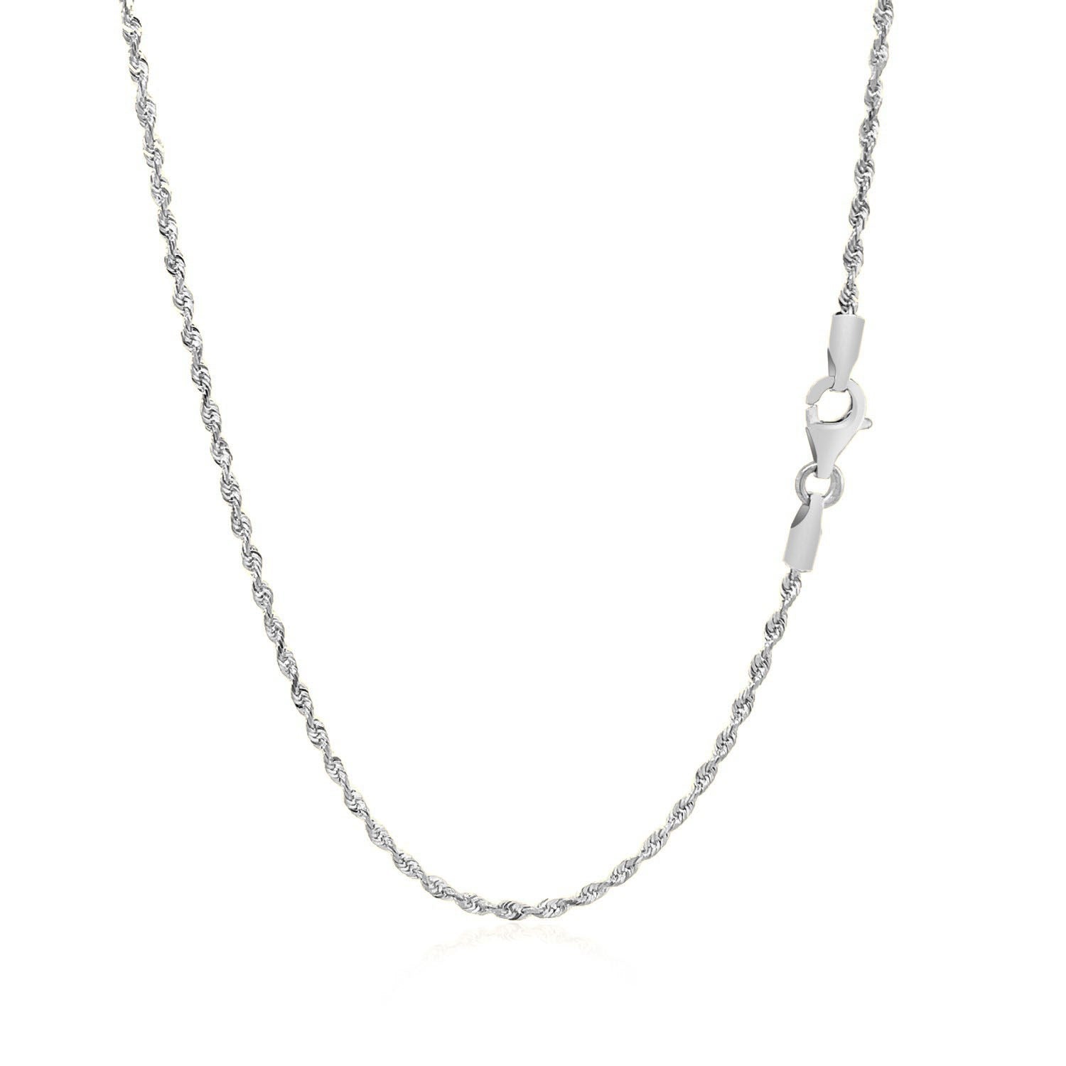 14K White Gold Solid Diamond Cut Rope Chain Necklace (1.60mm)