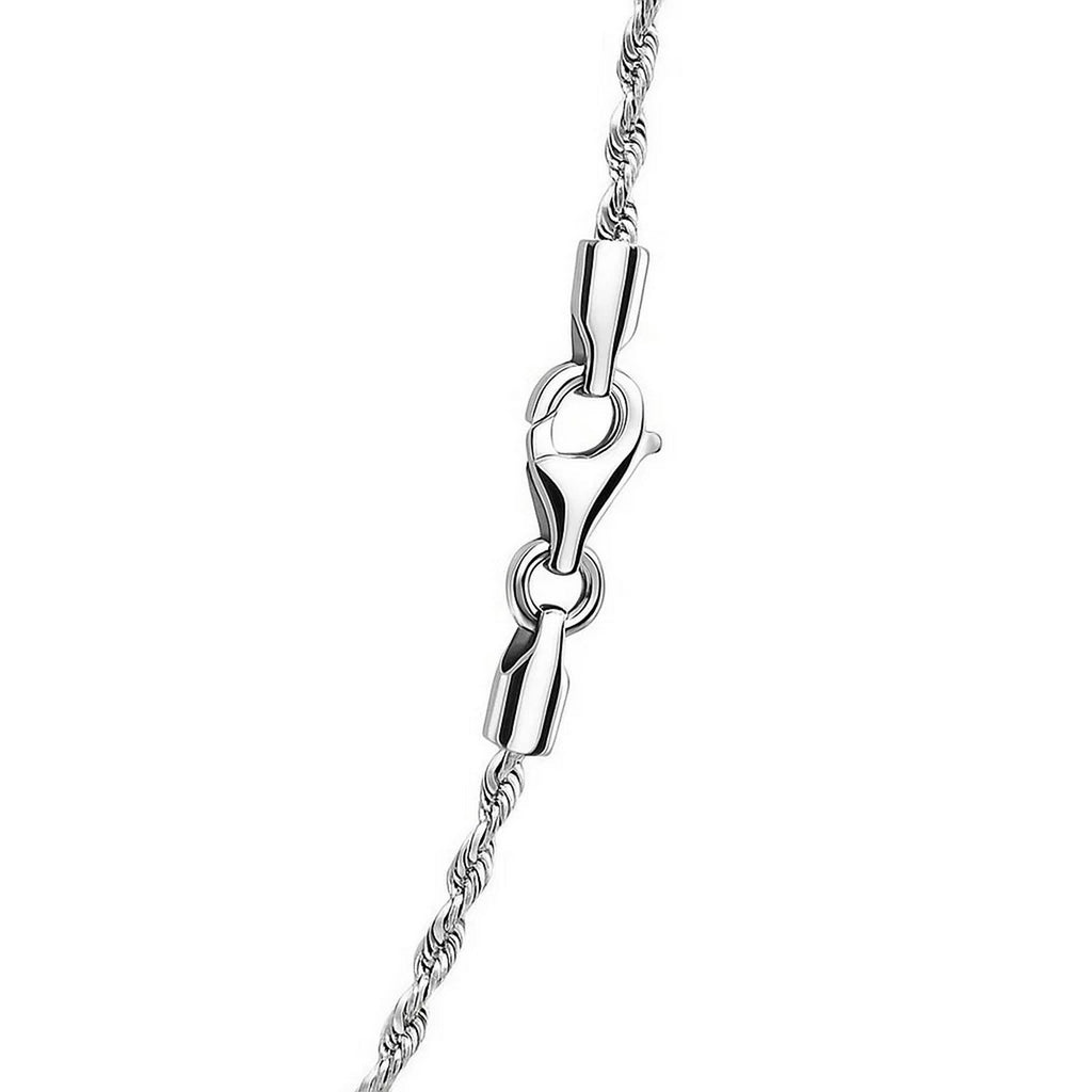 14K White Gold Solid Diamond Cut Rope Chain Necklace (1.60mm)