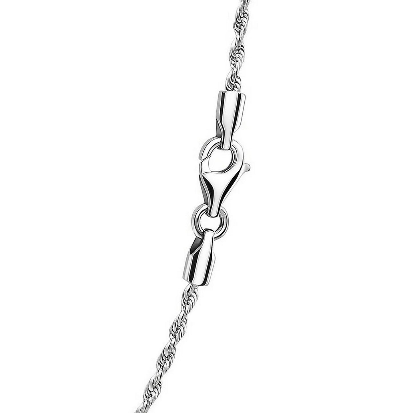 14K White Gold Solid Diamond Cut Rope Chain Necklace (1.60mm)