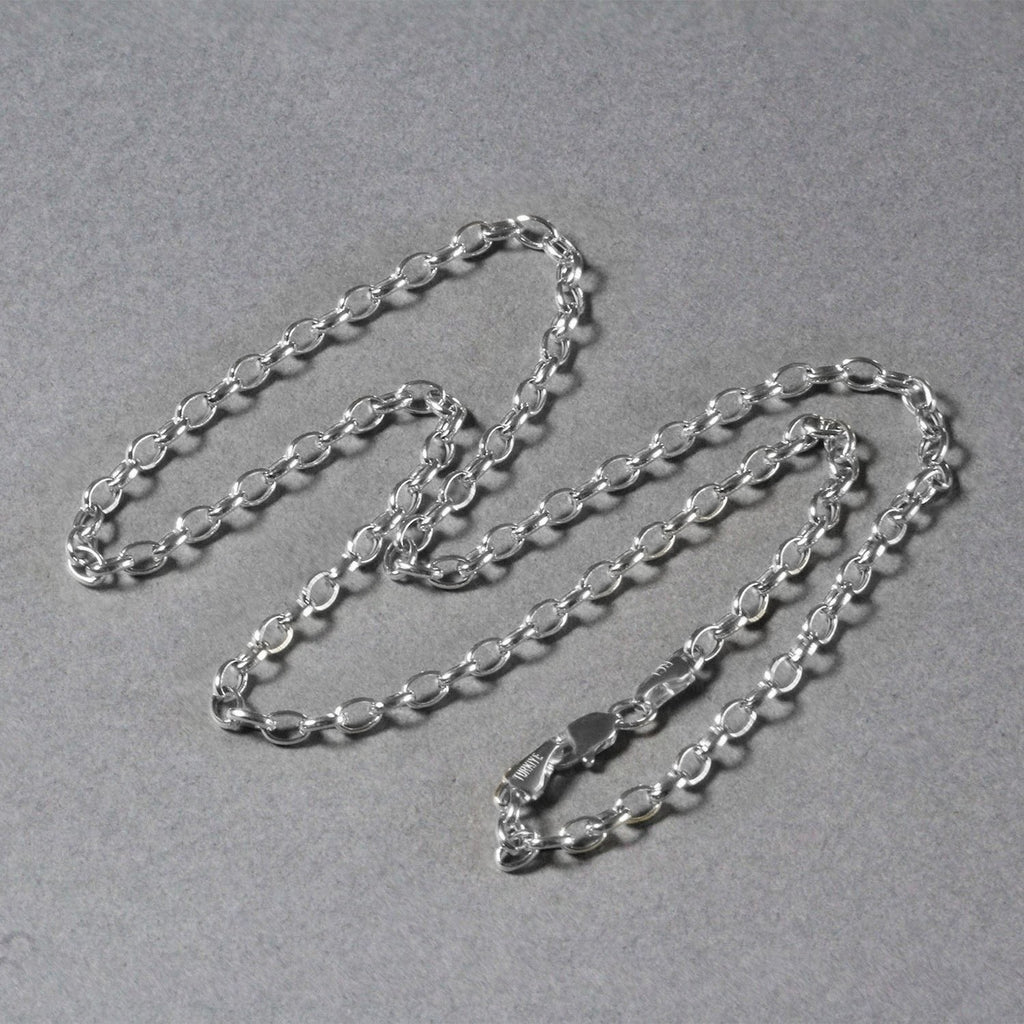 14K White Gold Oval Rolo Chain – 3.20mm, Solid Gold