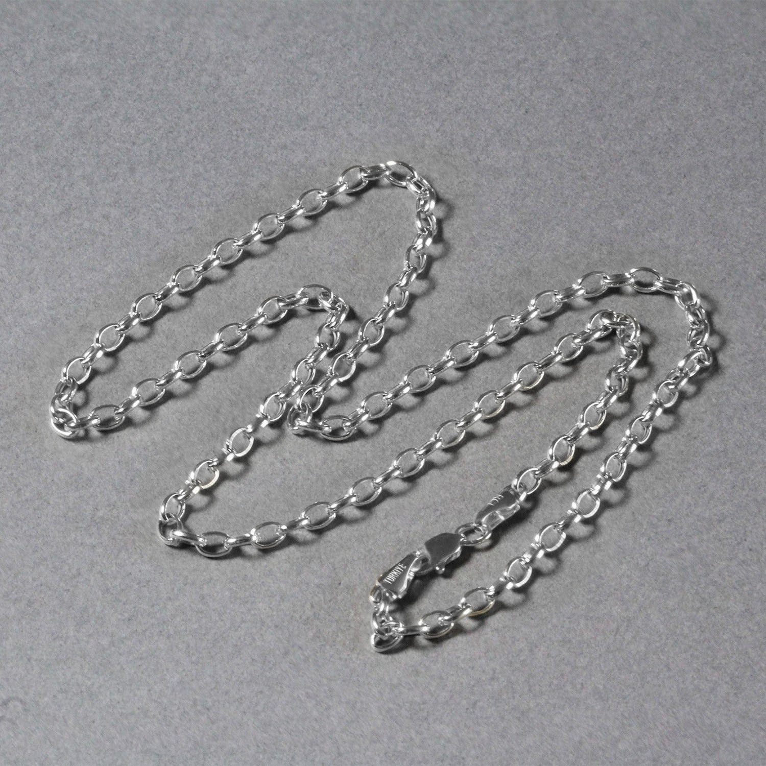 14K White Gold Oval Rolo Chain – 3.20mm, Solid Gold