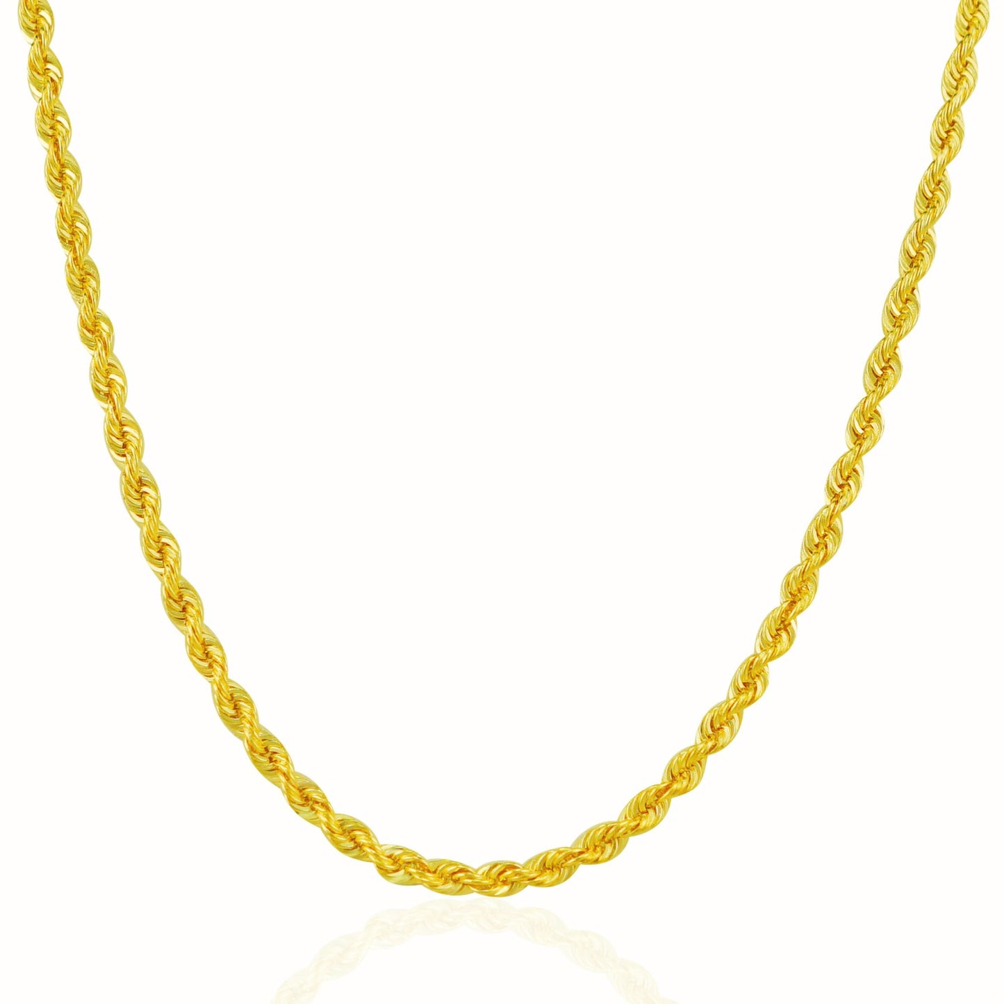 14K Yellow Gold Solid Rope Chain Necklace (3.00mm)