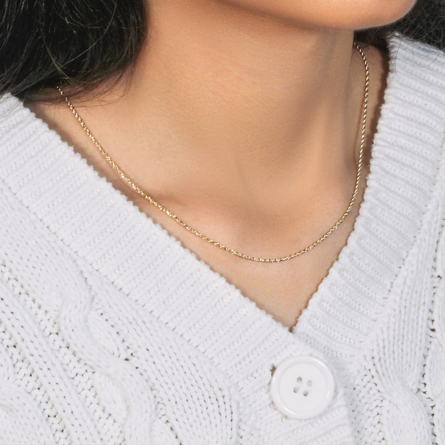 10K Yellow Gold Solid Diamond Cut Rope Chain Necklace (1.40 mm)