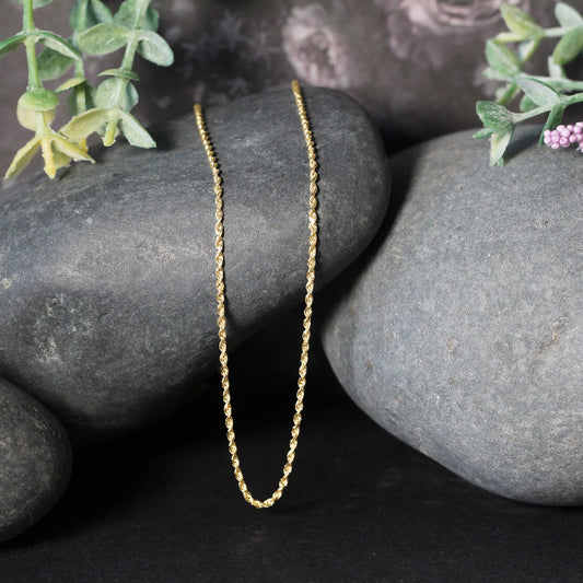 10K Yellow Gold Solid Diamond Cut Rope Chain Necklace (1.40 mm)