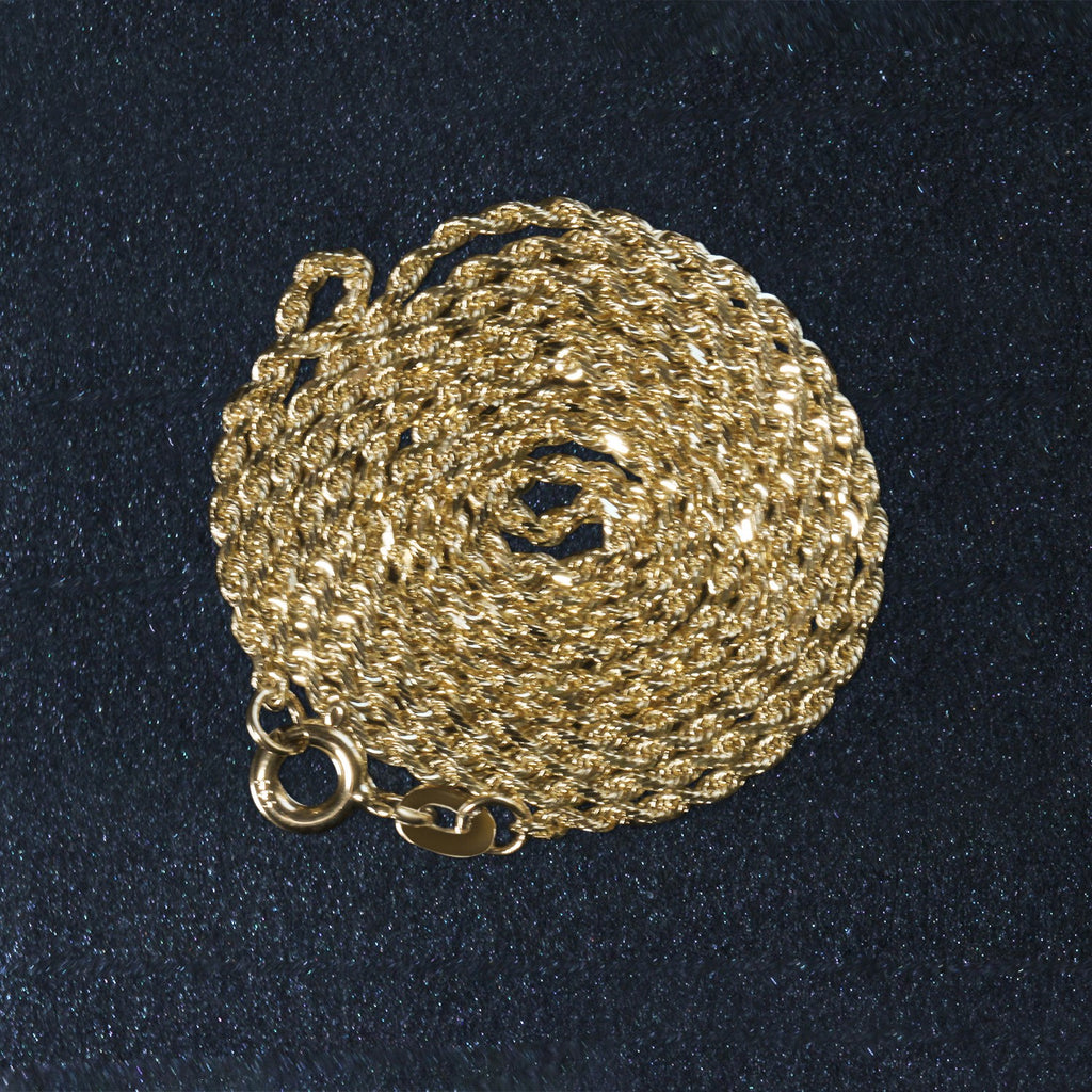 10K Yellow Gold Solid Diamond Cut Rope Chain Necklace (1.40 mm)
