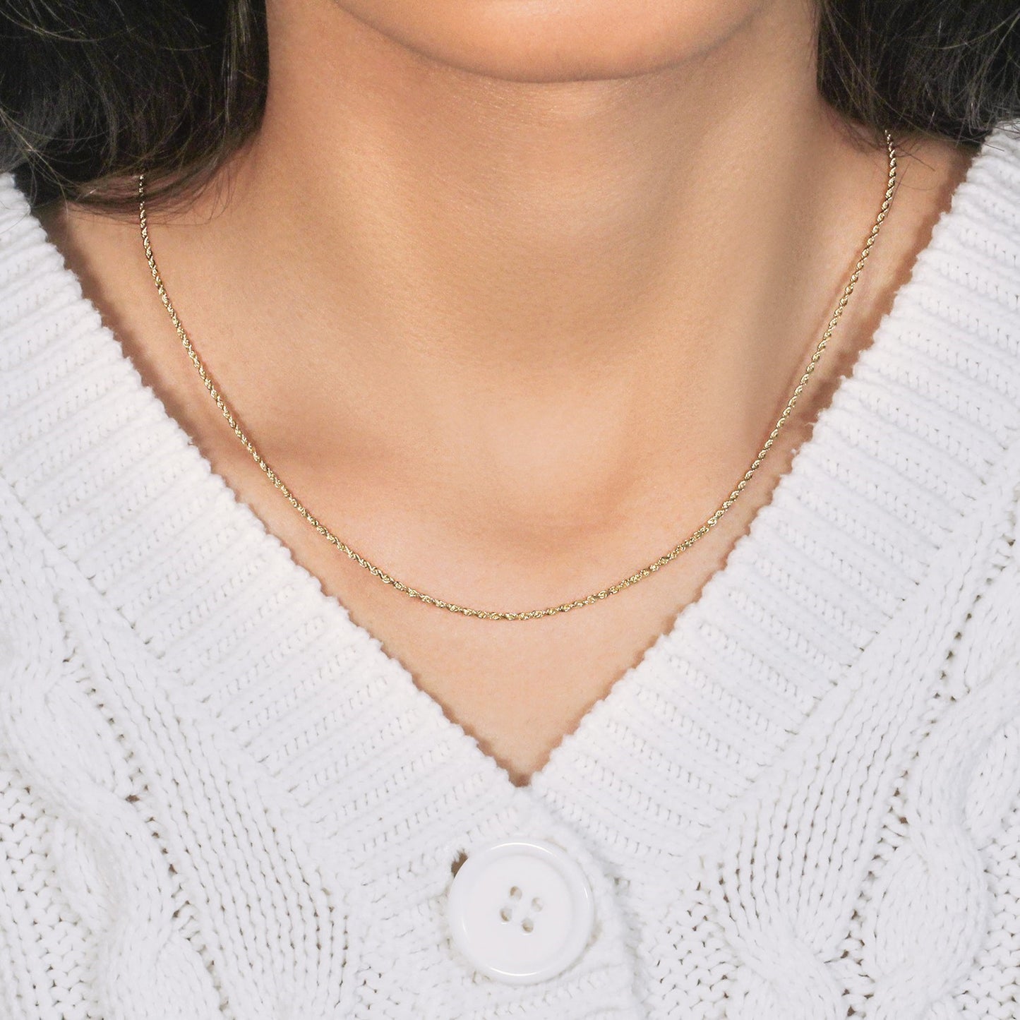 10K Yellow Gold Solid Diamond Cut Rope Chain Necklace (1.40 mm)