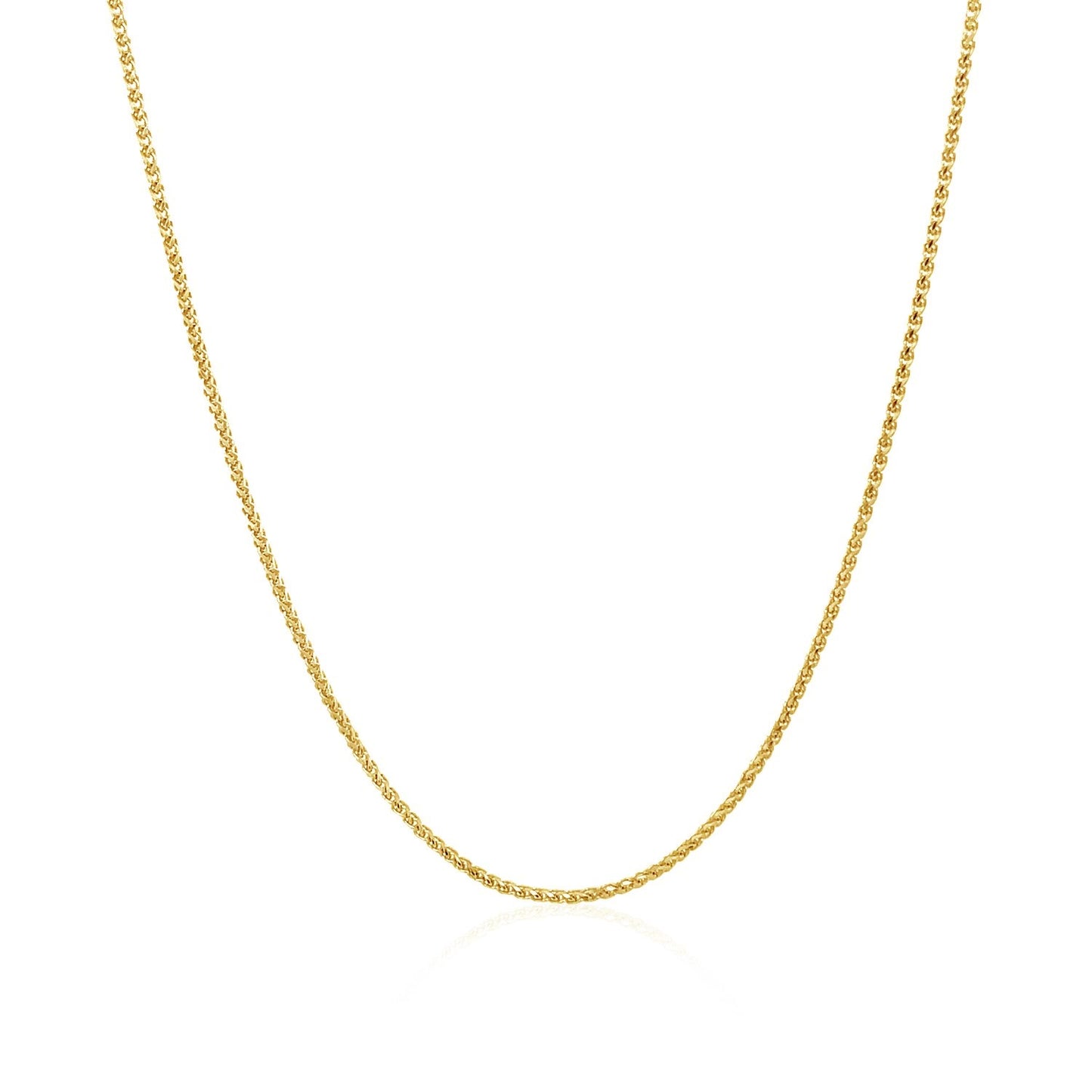 14K Yellow Gold Diamond Cut Round Wheat Chain Necklace (1.00 mm)