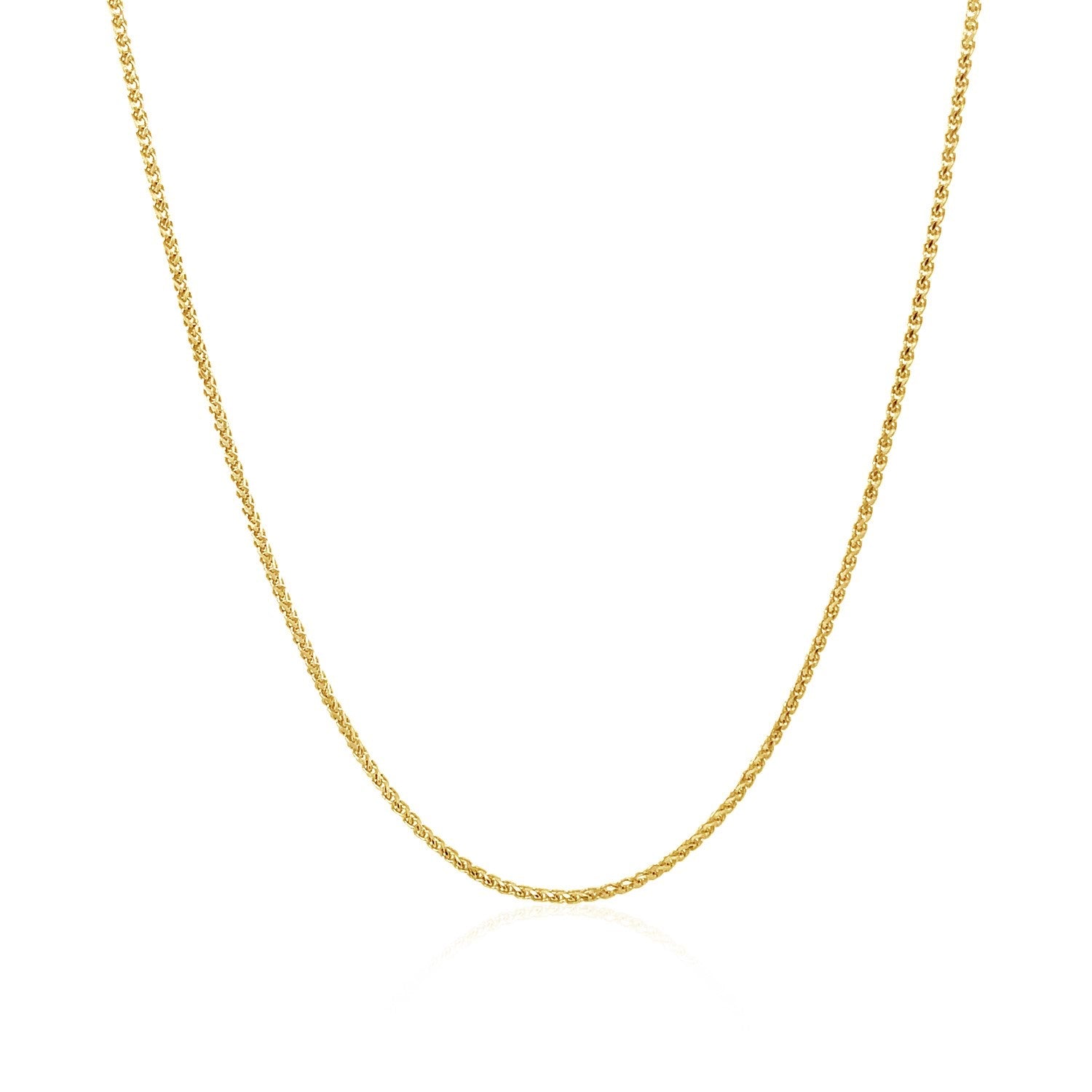14K Yellow Gold Diamond Cut Round Wheat Chain – 1.00mm, Solid Gold
