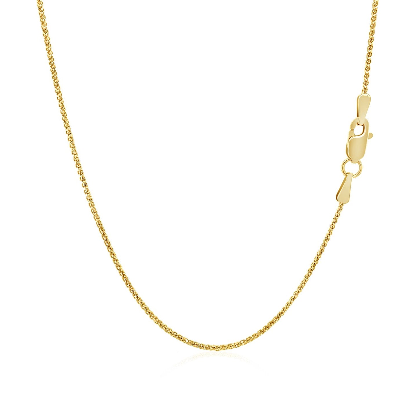 14K Yellow Gold Diamond Cut Round Wheat Chain Necklace (1.00 mm)