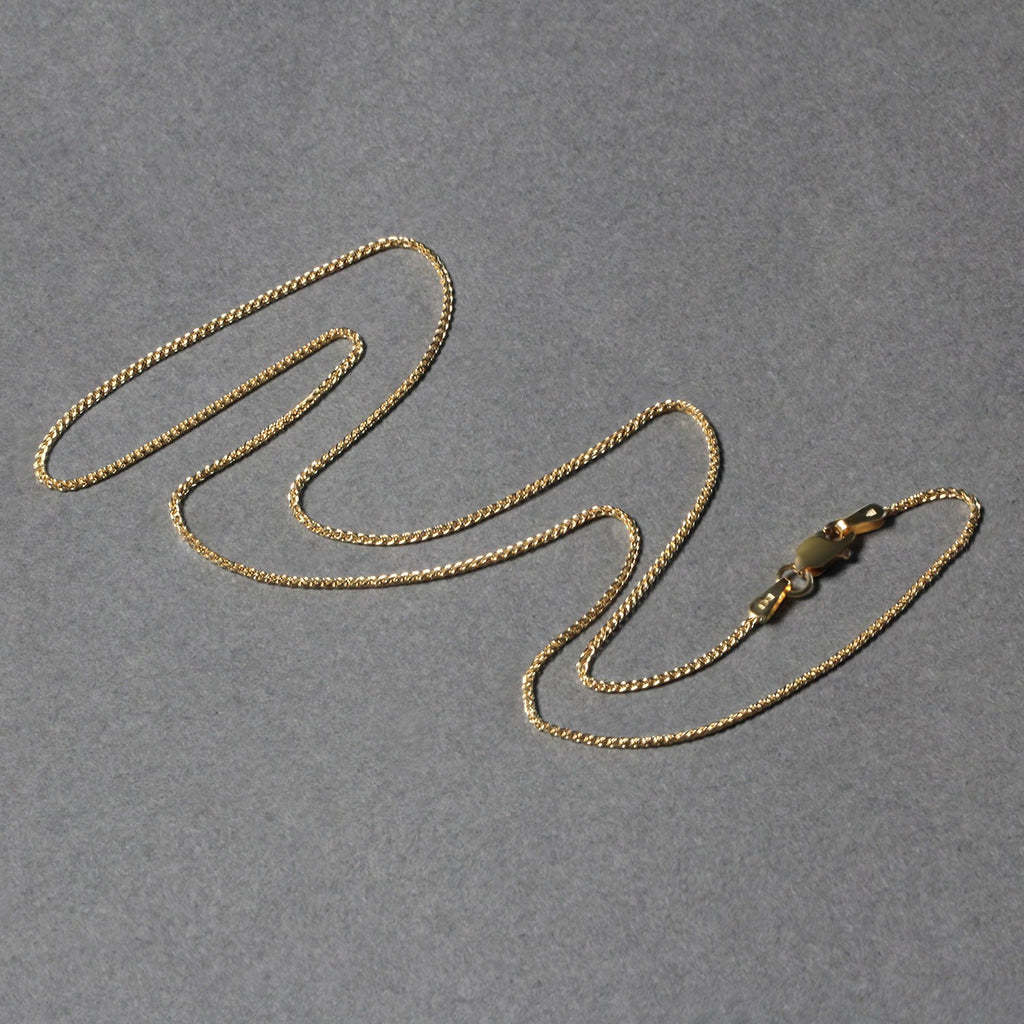 14K Yellow Gold Diamond Cut Round Wheat Chain – 1.00mm, Solid Gold