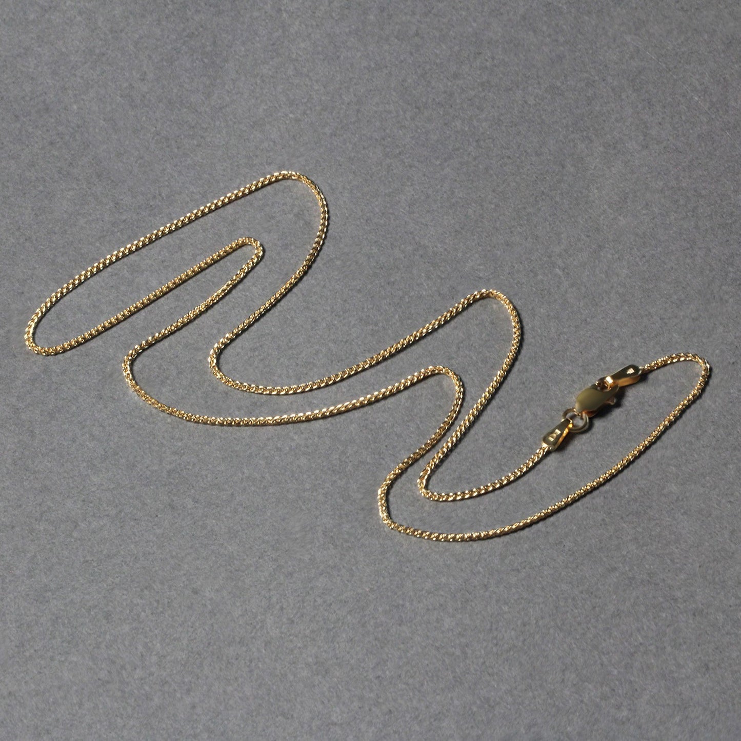 14K Yellow Gold Diamond Cut Round Wheat Chain Necklace (1.00 mm)