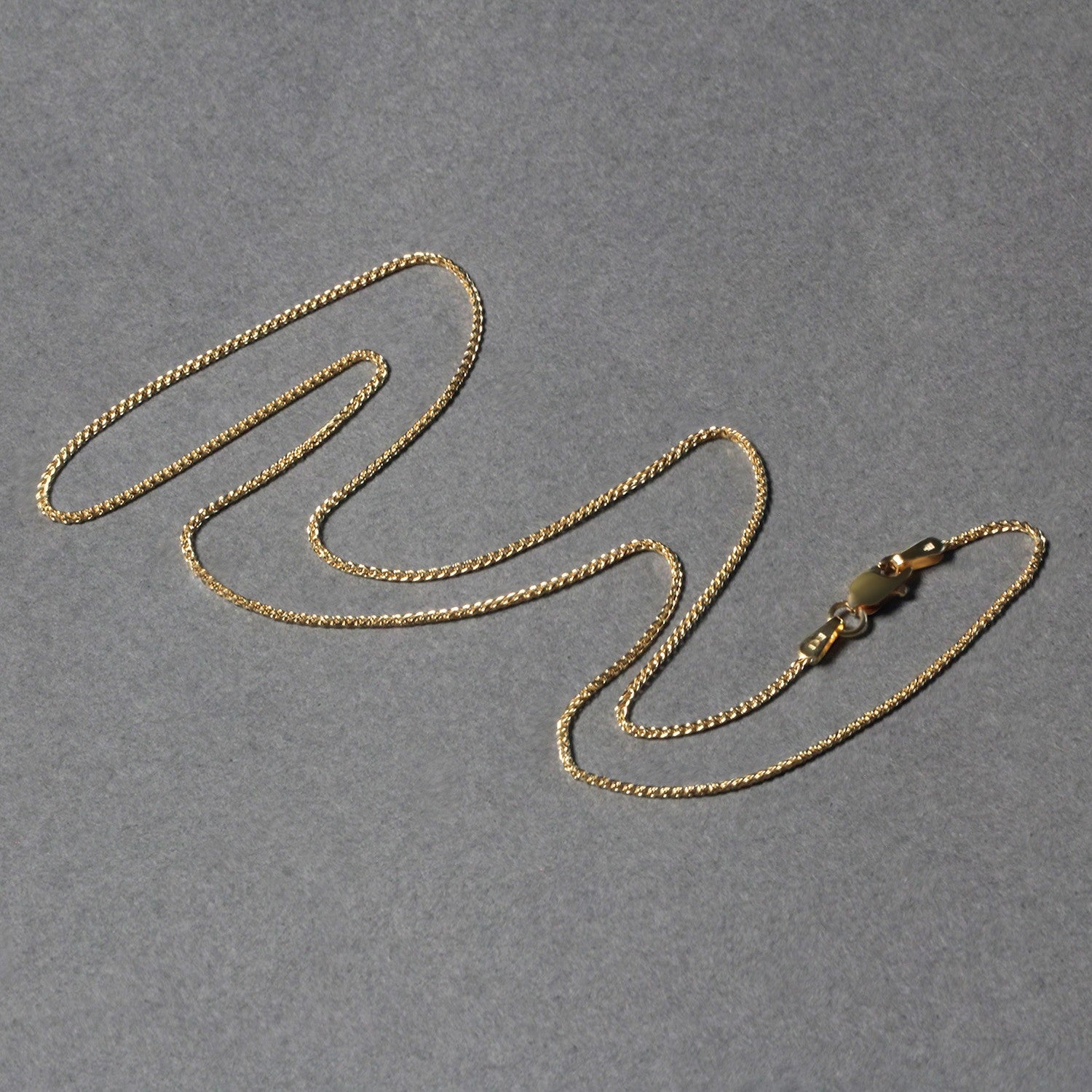 14K Yellow Gold Diamond Cut Round Wheat Chain – 1.00mm, Solid Gold