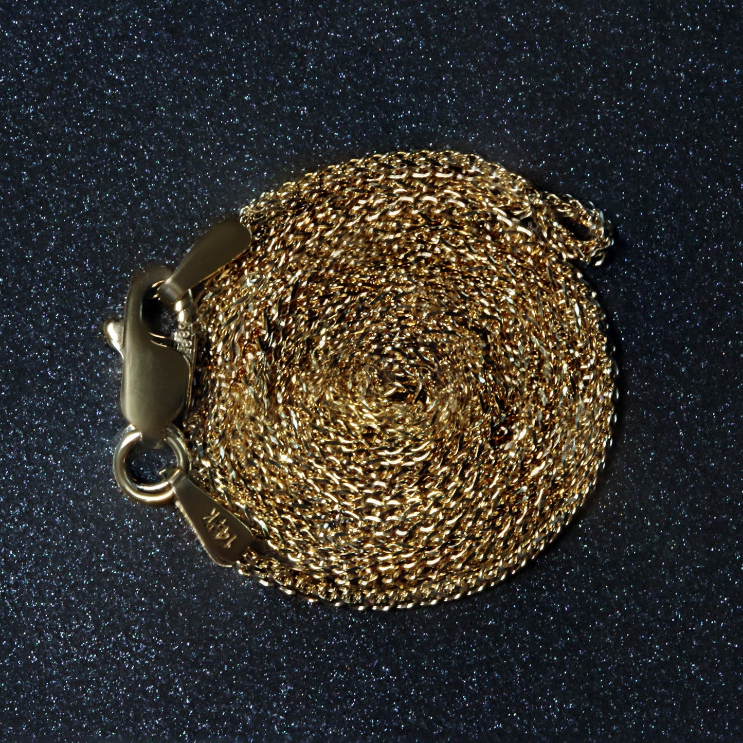 14K Yellow Gold Diamond Cut Round Wheat Chain Necklace (1.00 mm)