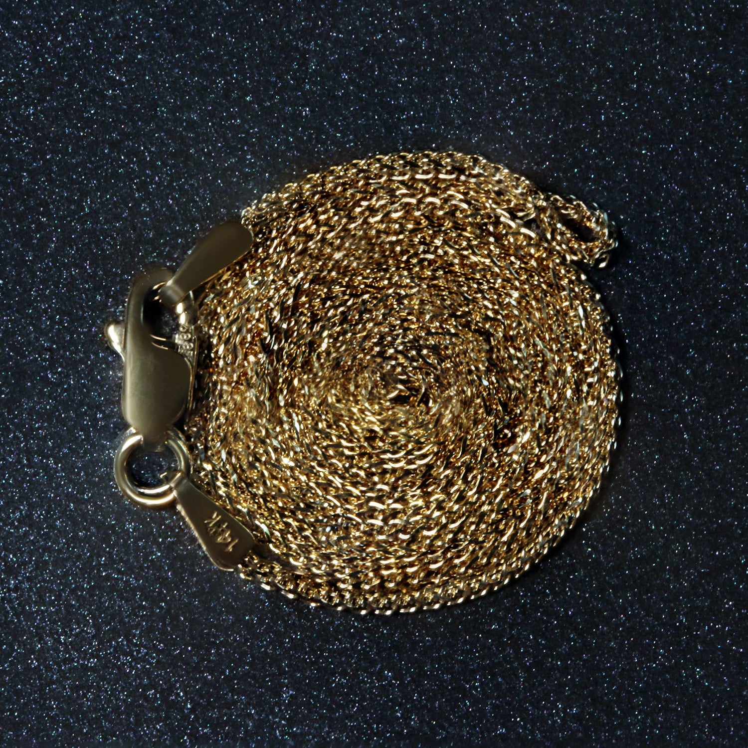 14K Yellow Gold Diamond Cut Round Wheat Chain – 1.00mm, Solid Gold